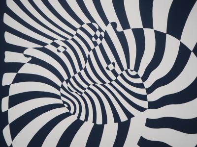 Victor VASARELY : Zèbres sur fond bleu - Sérigraphie originale signée 2