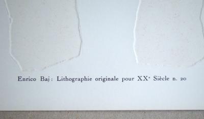 Enrico BAJ - Composition, 1962 - Lithographie originale en relief 2
