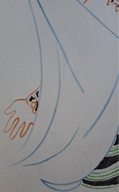 Jean Cocteau - Couple de Seigneurs - Lithographie originale en couleur 2