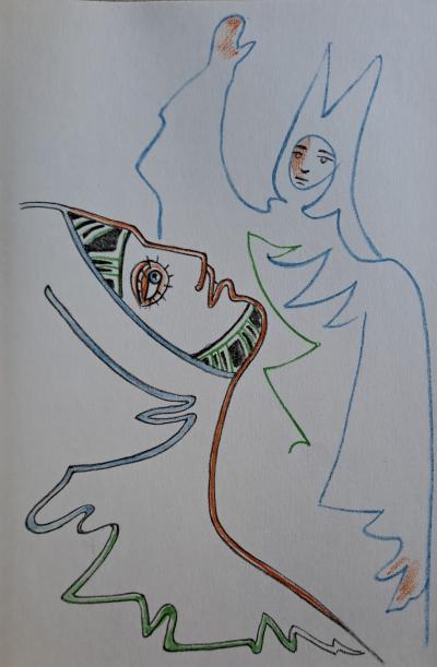 Jean Cocteau - La bénédiction - Lithographie originale en couleur 2