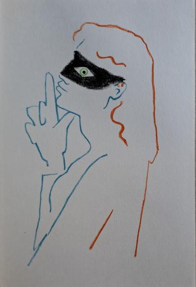 Jean Cocteau - La femme secrète - Lithographie originale en couleur