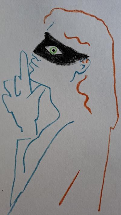 Jean Cocteau - La femme secrète - Lithographie originale en couleur 2