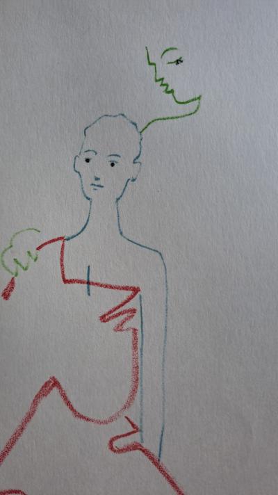 Jean Cocteau - La promise et sa mère - Lithographie originale en couleur 2