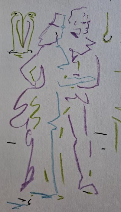 Jean Cocteau - Le couple élégant - Lithographie originale en couleur 2