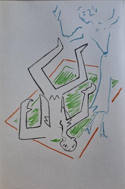 Jean Cocteau - Le meurtre - Lithographie originale en couleur 2