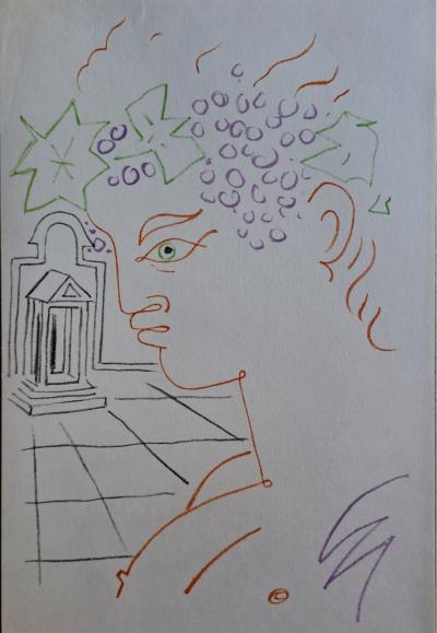 Jean Cocteau - The Temple of Bacchus - Original color lithograph 2