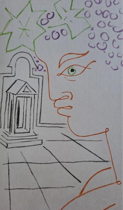 Jean Cocteau - The Temple of Bacchus - Original color lithograph 2
