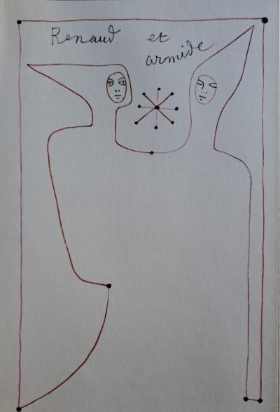 Jean Cocteau - Renaud et Armide - Lithographie originale en couleur 2