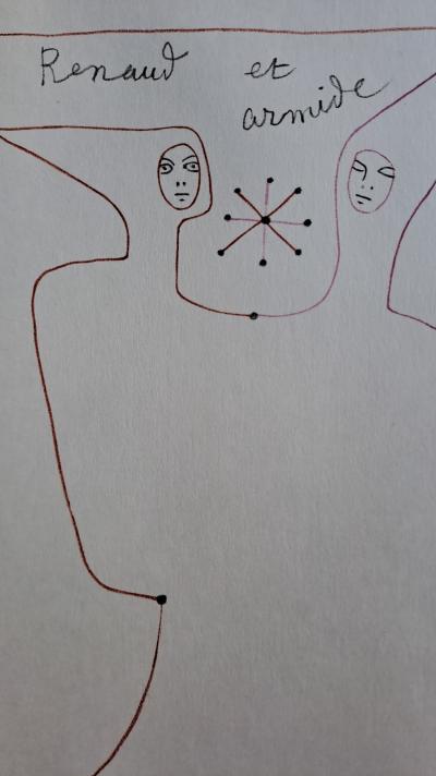 Jean Cocteau - Renaud et Armide - Lithographie originale en couleur 2