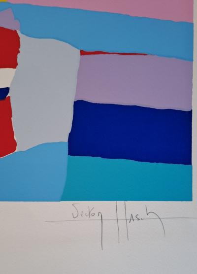 Victor Hasch - Bateaux au port - Lithographie originale en couleur, signée 2