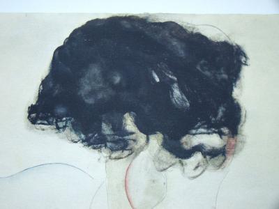 Egon SCHIELE (d'après), Weiblicher Akt mit violetten Strümpfen, 1968 - Collotypie signée et datée 2