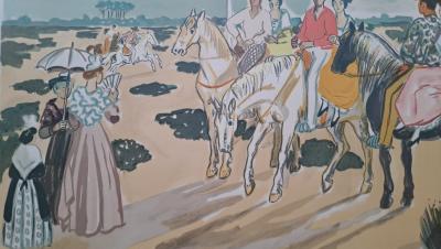 Yves Brayer - Les Arlésiennes à cheval - Lithographie originale en couleur, signée et numérotée 2