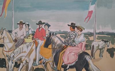 Yves Brayer - Les Arlésiennes à cheval - Lithographie originale en couleur, signée et numérotée 2