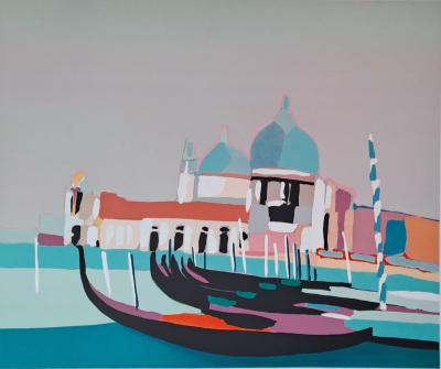 Victor Hasch - Les gondoles - Lithographie originale en couleur, signée et numérotée 2