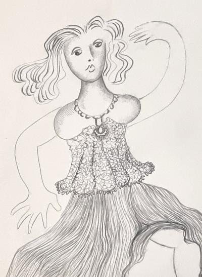 Enrico Baj, Danseuse, dessin signé, 1981 2