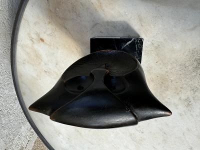 Cristina Puell - Sculpture chouette bronze signé, socle marbre 2
