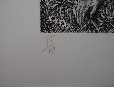 Albert DECARIS : Femme et faune, Gravure originale signée 2