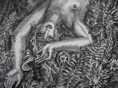 Albert DECARIS : Femme et faune, Gravure originale signée 2
