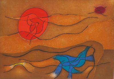 Gustave SINGIER : Crépuscule en bord de mer, Gravure originale signée 2