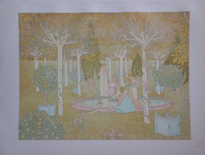 Gaston DE LATENAY : Dans le parc, Lithographie originale signée 2