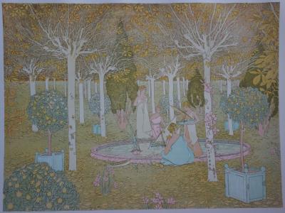 Gaston DE LATENAY : Dans le parc, Lithographie originale signée 2