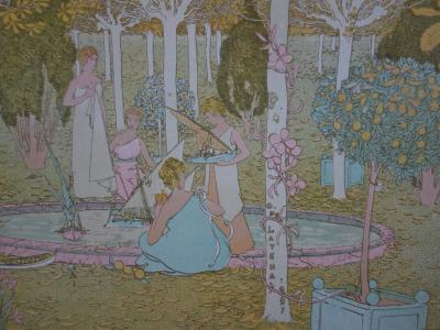 Gaston DE LATENAY : Dans le parc, Lithographie originale signée 2