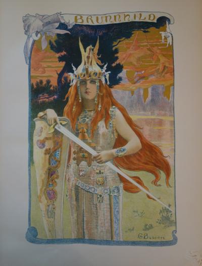Gaston BUSSIERE : Wagner, la walkyrie Brunhild, Lithographie originale signée 2