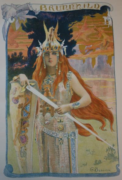 Gaston BUSSIERE : Wagner, la walkyrie Brunhild, Lithographie originale signée 2