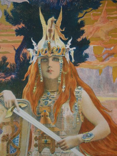 Gaston BUSSIERE : Wagner, la walkyrie Brunhild, Lithographie originale signée 2