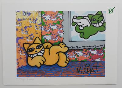 M Chat - Purr and Winged Cat, 2023 - Signed screenprint 2