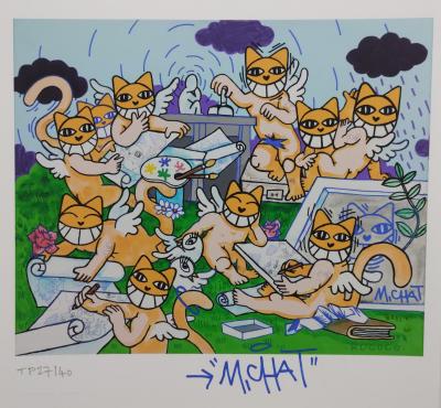 M Chat - M.CHAT et ses maîtres - Sérigraphie signée