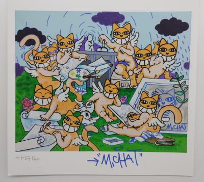 M Chat - M.CHAT et ses maîtres - Sérigraphie signée 2