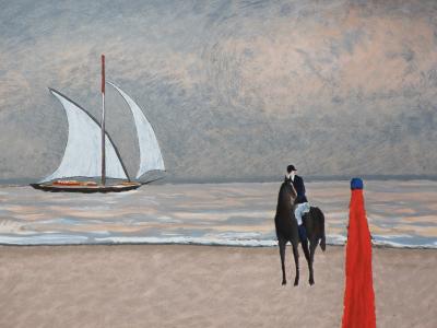 Ramon DILLEY : Elégante à Deauville, Lithographie originale signée 2