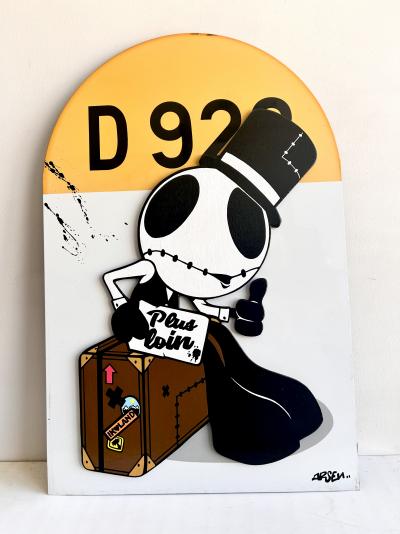 Arsen - fugueur - Acrylique sur panneau de signalisation 2