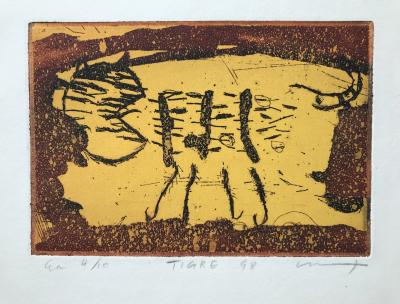Koji  NISHIMI - Tigre,1998 - Aquatinte signée au crayon 2