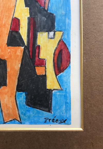 Raymond PRÉAUX dit l’AGENT. - Totem - Gouache vernie signée. 2