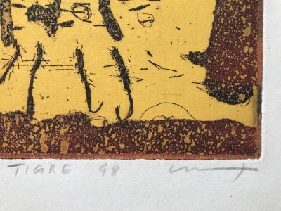 Koji  NISHIMI - Tigre,1998 - Aquatinte signée au crayon 2