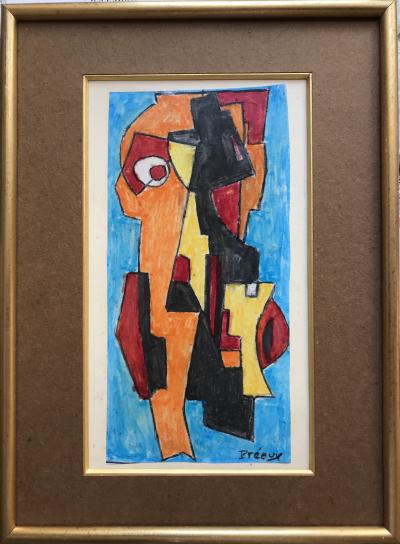 Raymond PRÉAUX dit l’AGENT. - Totem - Gouache vernie signée. 2