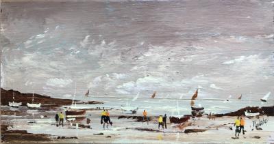 Christian DELOBEL - La plage - Huile sur panneau signée 2