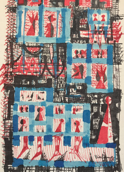 Jean-Pierre VIELFAURE - Composition,1950 - Encre et aquarelle signée 2