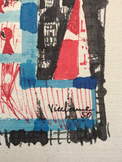 Jean-Pierre VIELFAURE - Composition,1950 - Encre et aquarelle signée 2