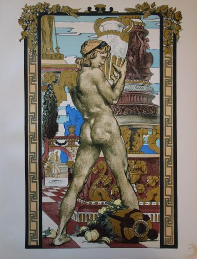 Georges DESVALLIERES : Porteur d’amphore, Lithographie originale signée 2