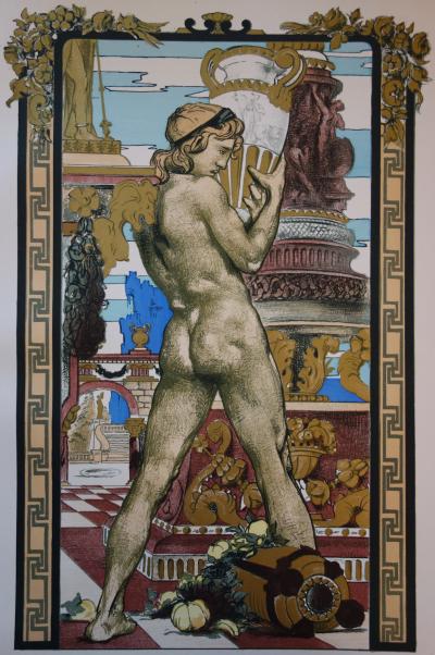 Georges DESVALLIERES : Porteur d’amphore, Lithographie originale signée 2