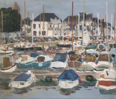 Henri REITER - Petit port normand  - Gouache signée 2
