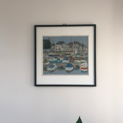 Henri REITER - Petit port normand  - Gouache signée 2