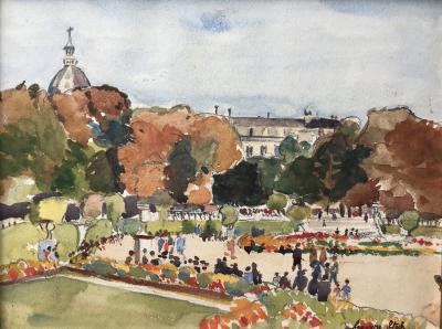 Suzanne STECK  - Le Jardin du Luxembourg - Aquarelle signée 2