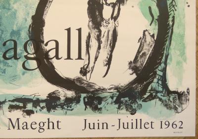 Marc Chagall - L’oiseau vert - Affiche originale d’exposition -  1962 - Imp. Mourlot 2