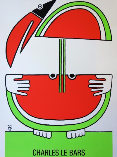Charles Le BARS : Personnage sympathique et Toucan, Sérigraphie originale signée 2