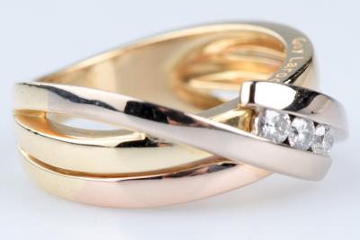 Bague Guy Laroche en Trois Ors 18K avec Diamants 2
