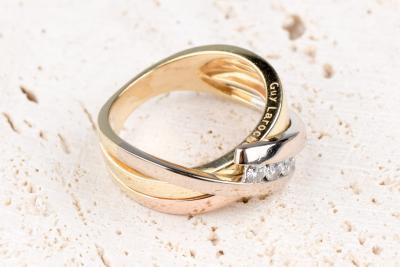 Bague Guy Laroche en Trois Ors 18K avec Diamants 2